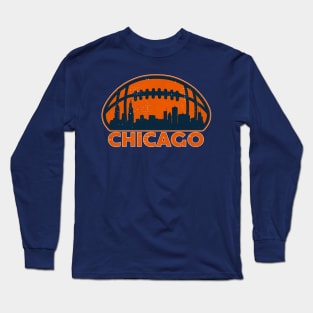 Chicago Football Skyline Long Sleeve T-Shirt